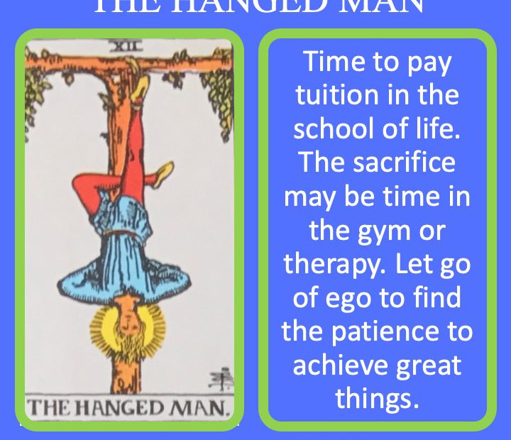 The 13th RWS Major Arcana Tarot Card shows a man hanging by his ankle and represents the sacrifices made.