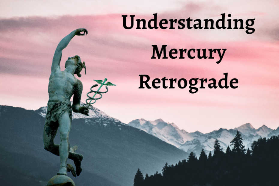 A statue of Mercury throwing something behind him.