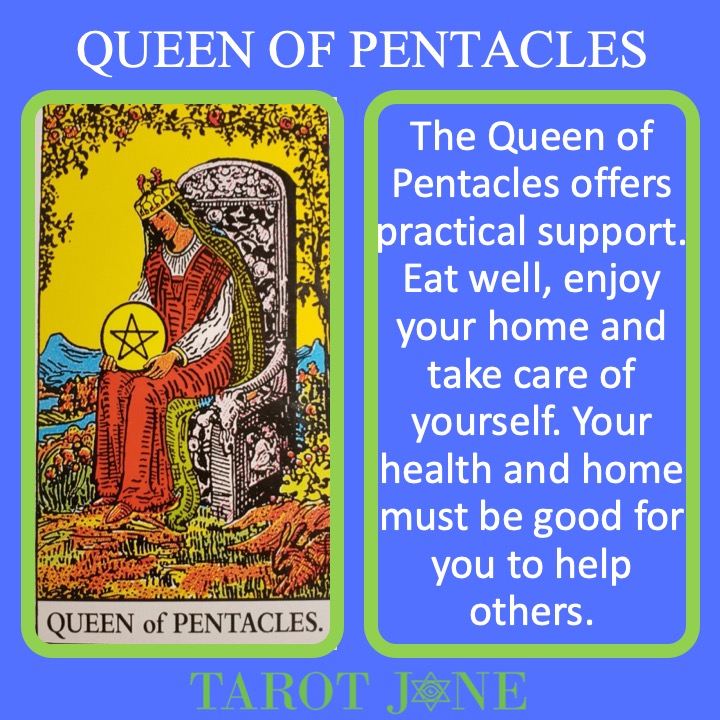 The RWS Minor Arcana Queen of Pentacles is a leader of earthy needs.